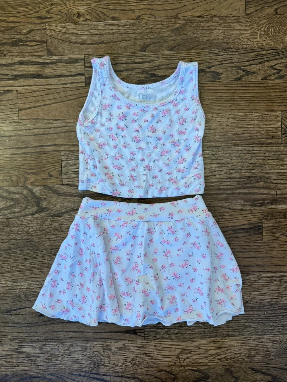 FBZ White Floral Two-Piece Tank & Skort Set